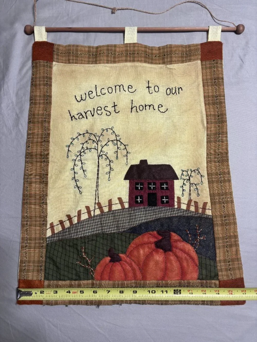 Rustic Harvest Home Fall Wall Hanging Tapestry Pumpkin Farmhouse Cottagecore